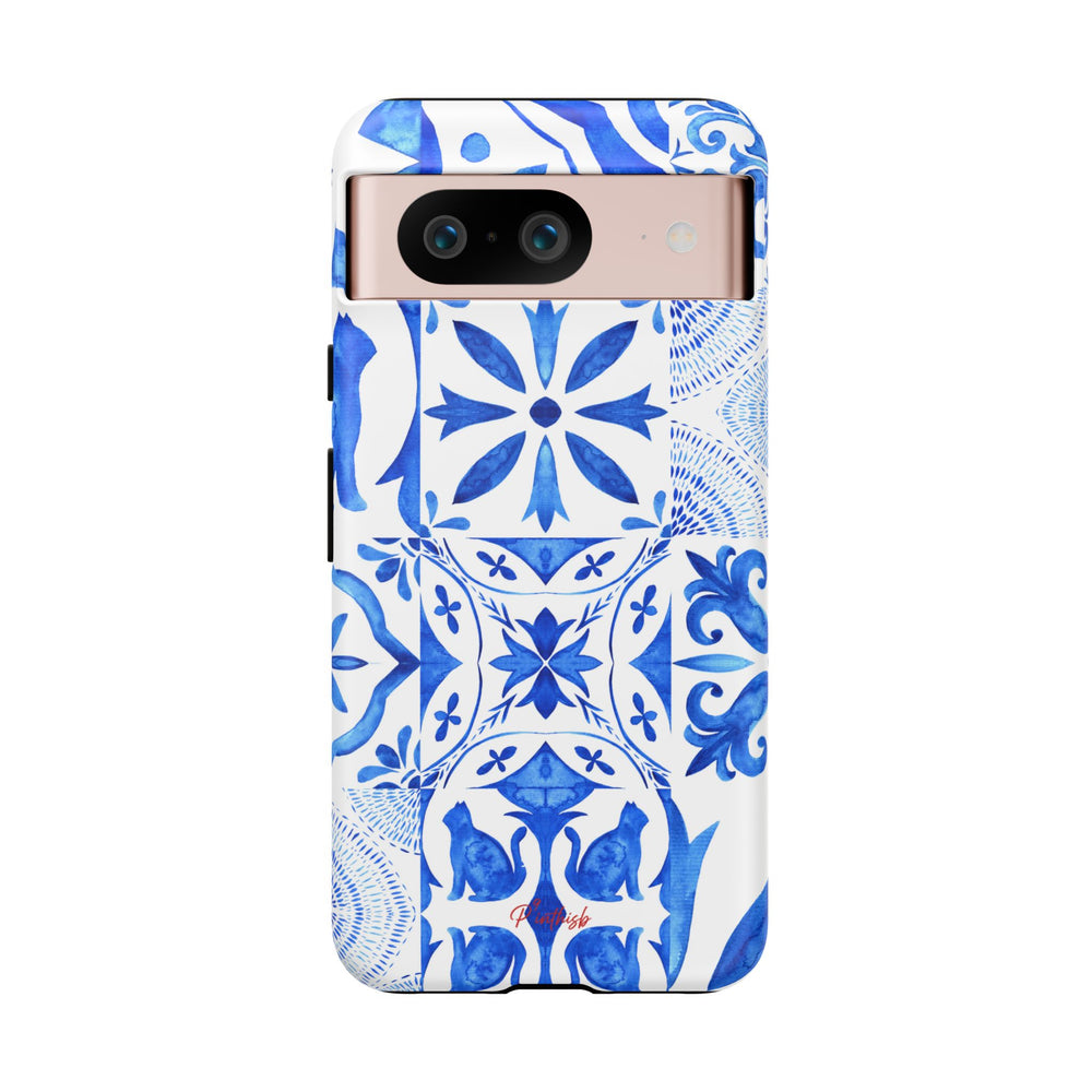 Blue Tile Pattern Tough Phone Case