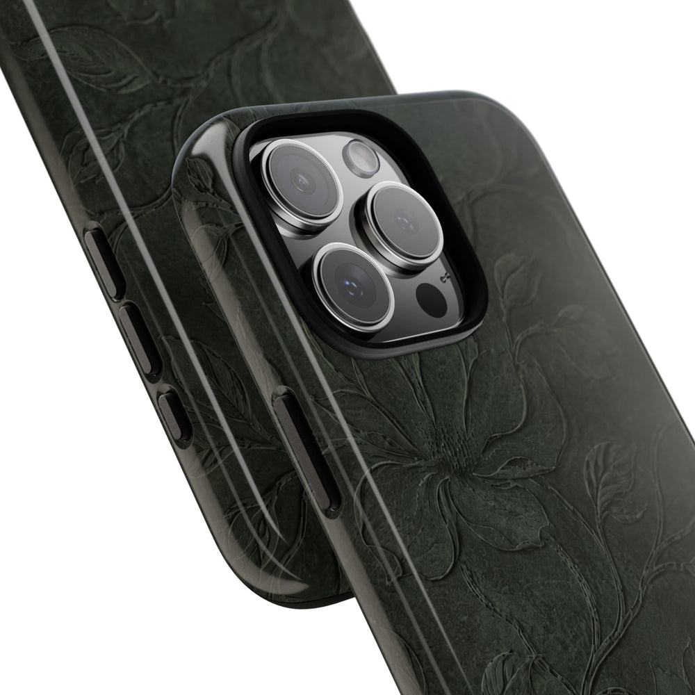 Dark Olive Floral Texture Tough Case