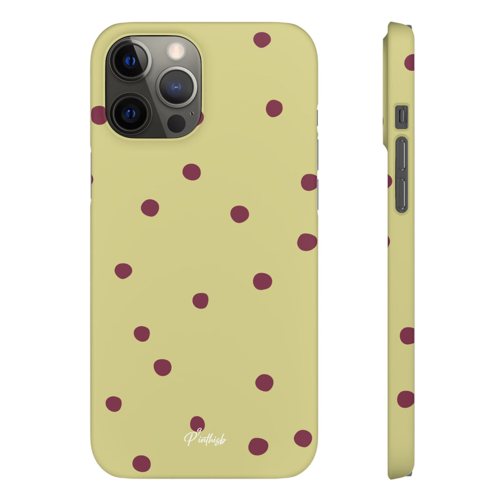 Yellow & Burgundy Polka Dot Snap Phone Case