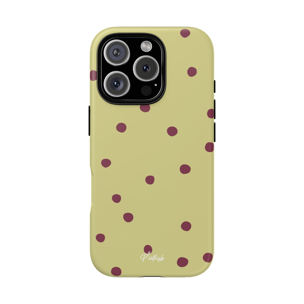 Yellow & Burgundy Polka Dot Tough Phone Case