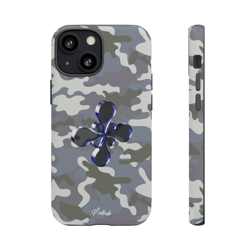 Camouflage with Blue Metallic Clover Tough Case
