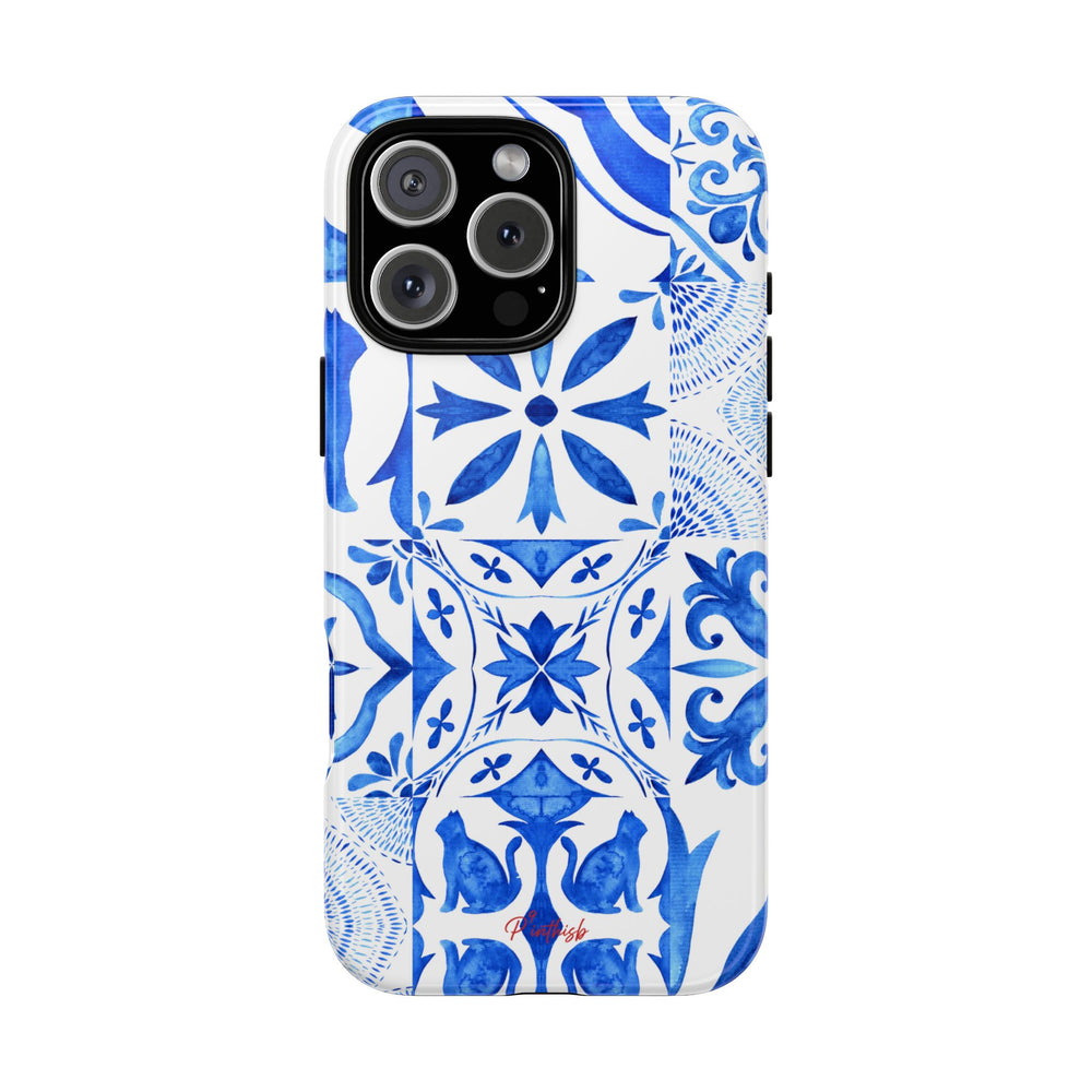 Blue Tile Pattern Tough Phone Case