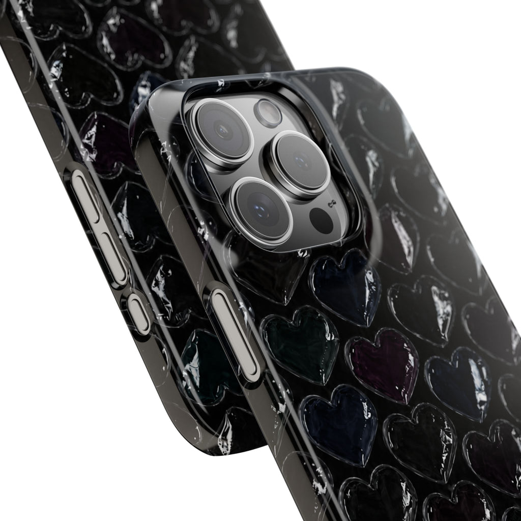 Black Pop Hearts Snap Case