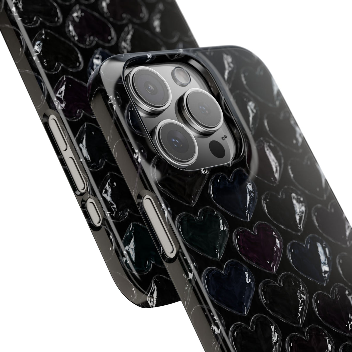 Black Pop Hearts Snap Case