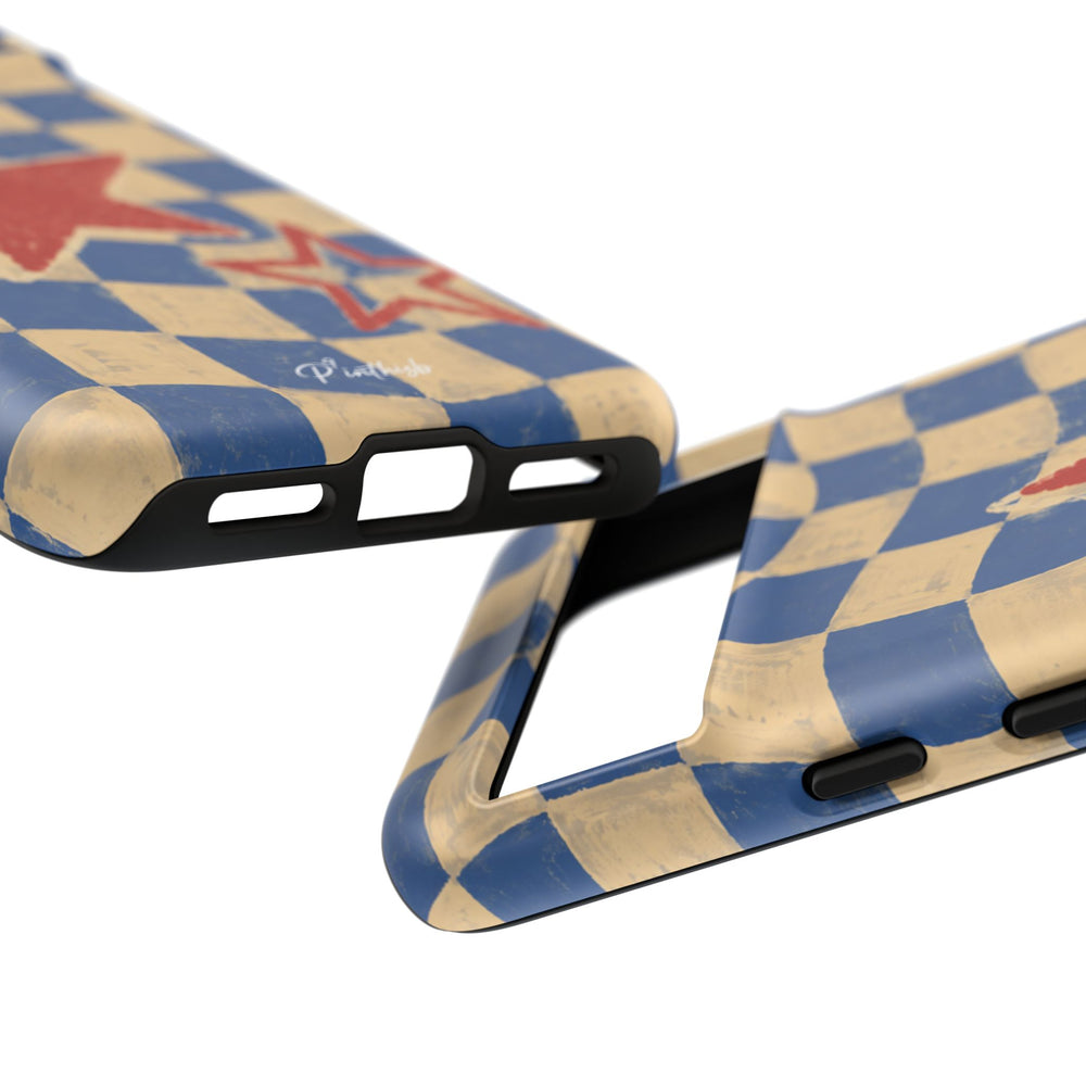 Blue & Cream Retro Star Phone Case