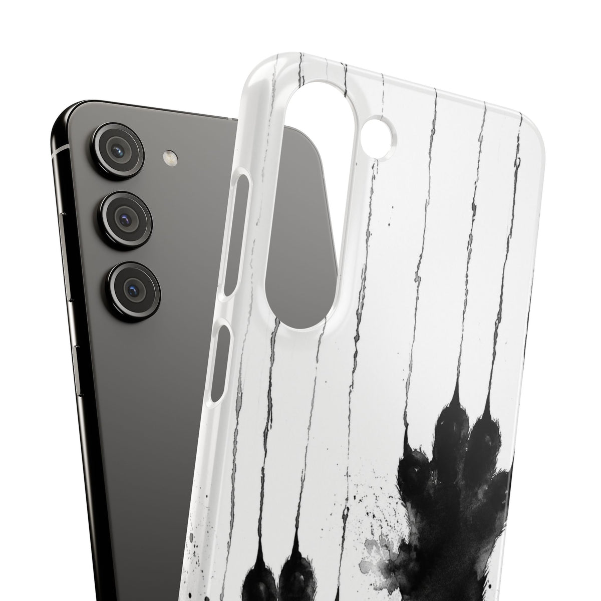 Black Ink Paw Print Snap Case