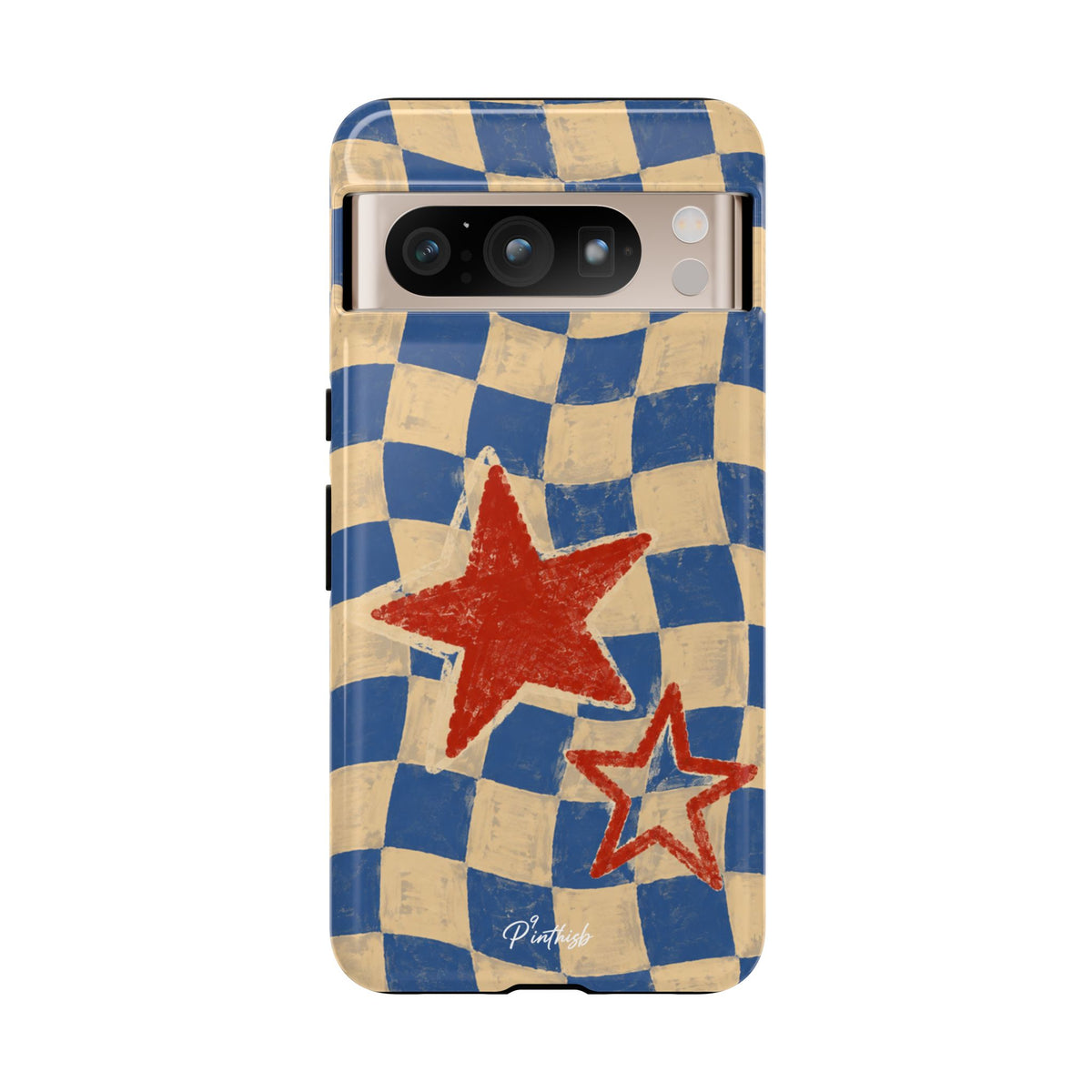 Blue & Cream Retro Star Phone Case