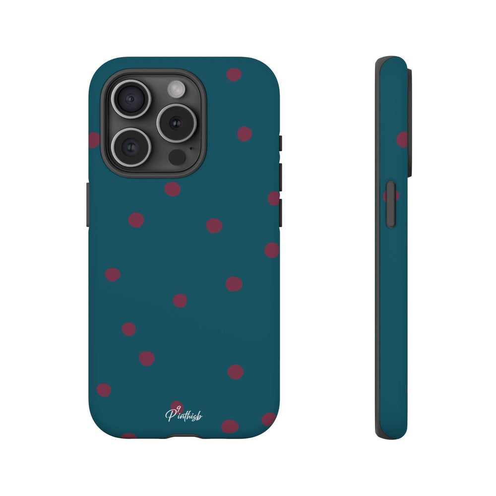 Teal & Burgundy Polka Dot Tough Phone Case