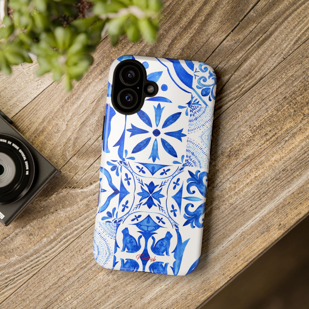 Blue Tile Pattern Tough Phone Case