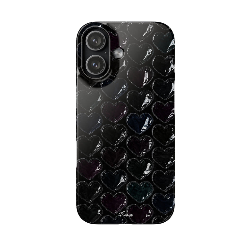 Black Pop Hearts Snap Case