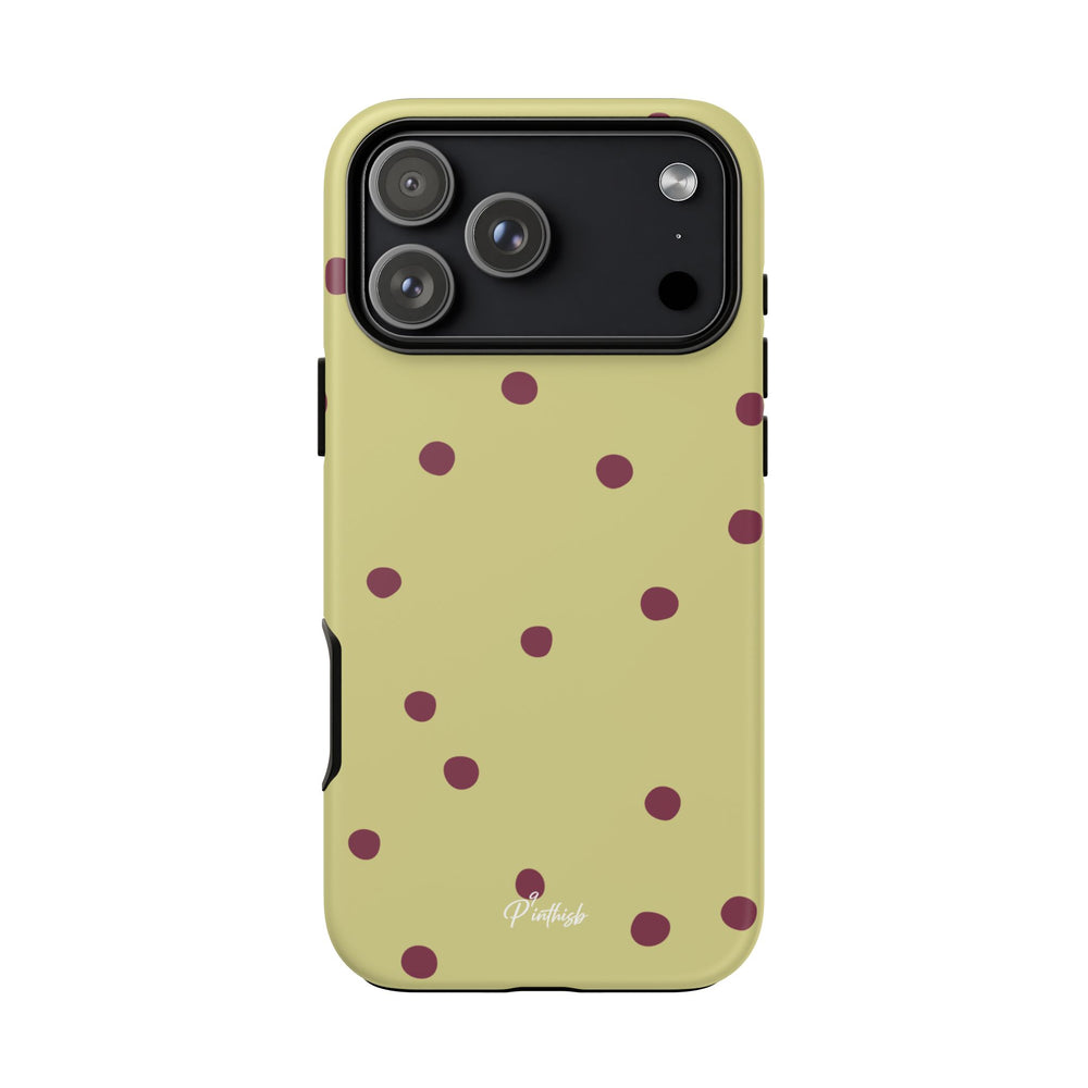 Yellow & Burgundy Polka Dot Tough Phone Case