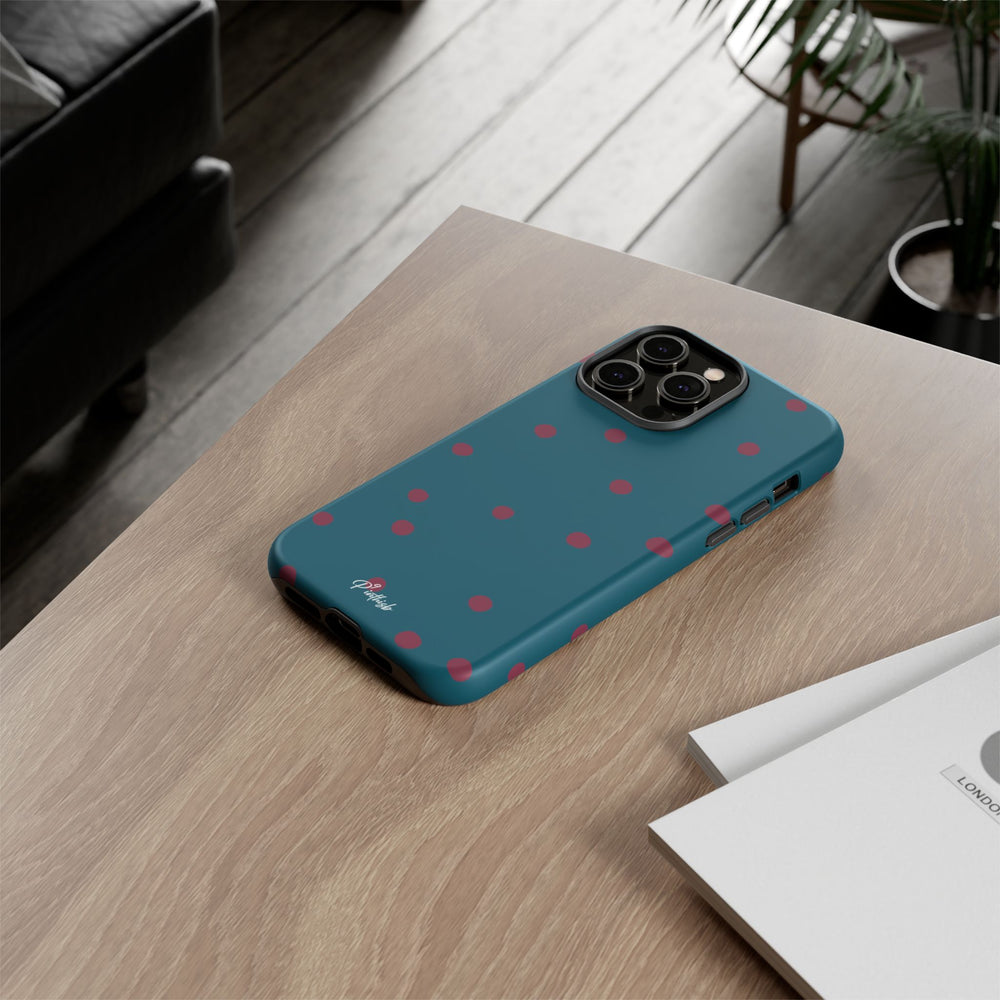 Teal & Burgundy Polka Dot Tough Phone Case