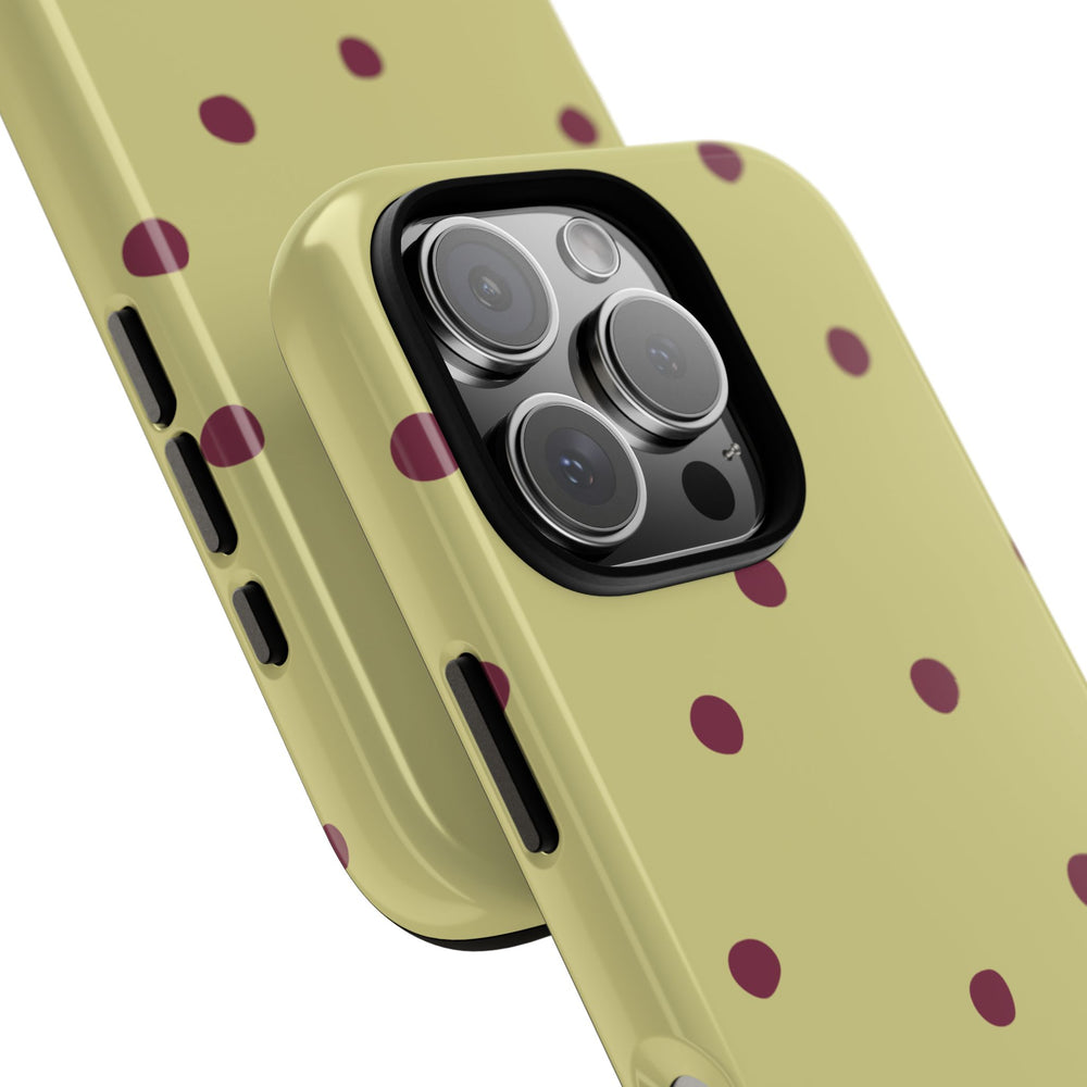 Yellow & Burgundy Polka Dot Tough Phone Case