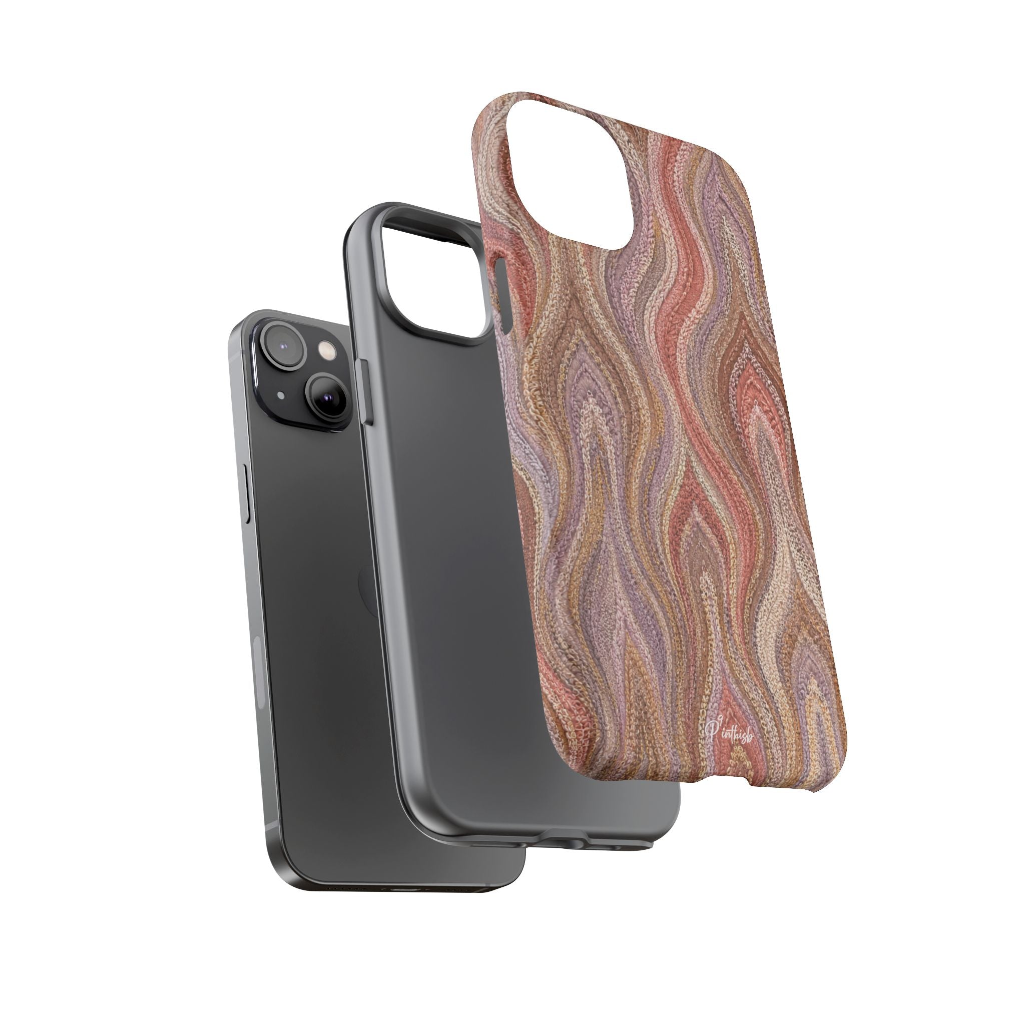 Wavy Peach & Mauve Tough Case