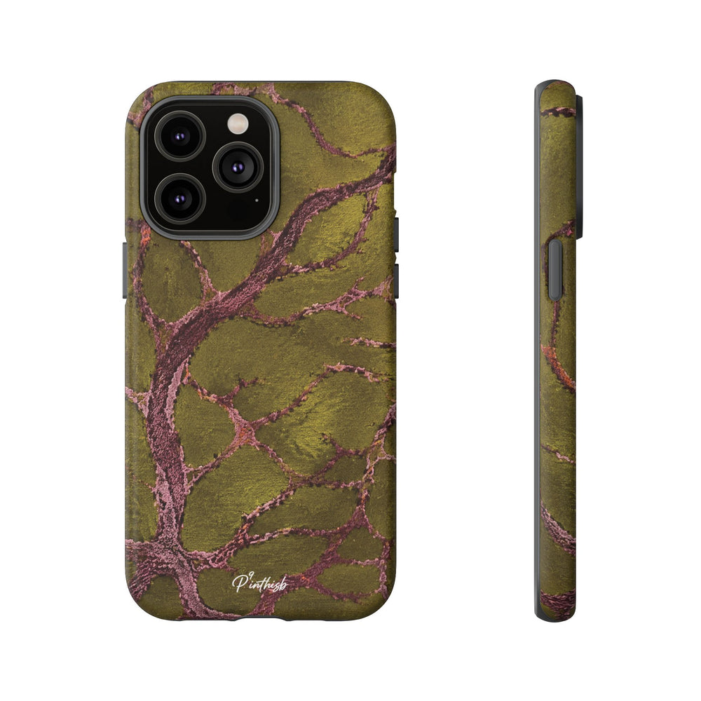 Olive & Rose Gold Tree Pattern Phone Case
