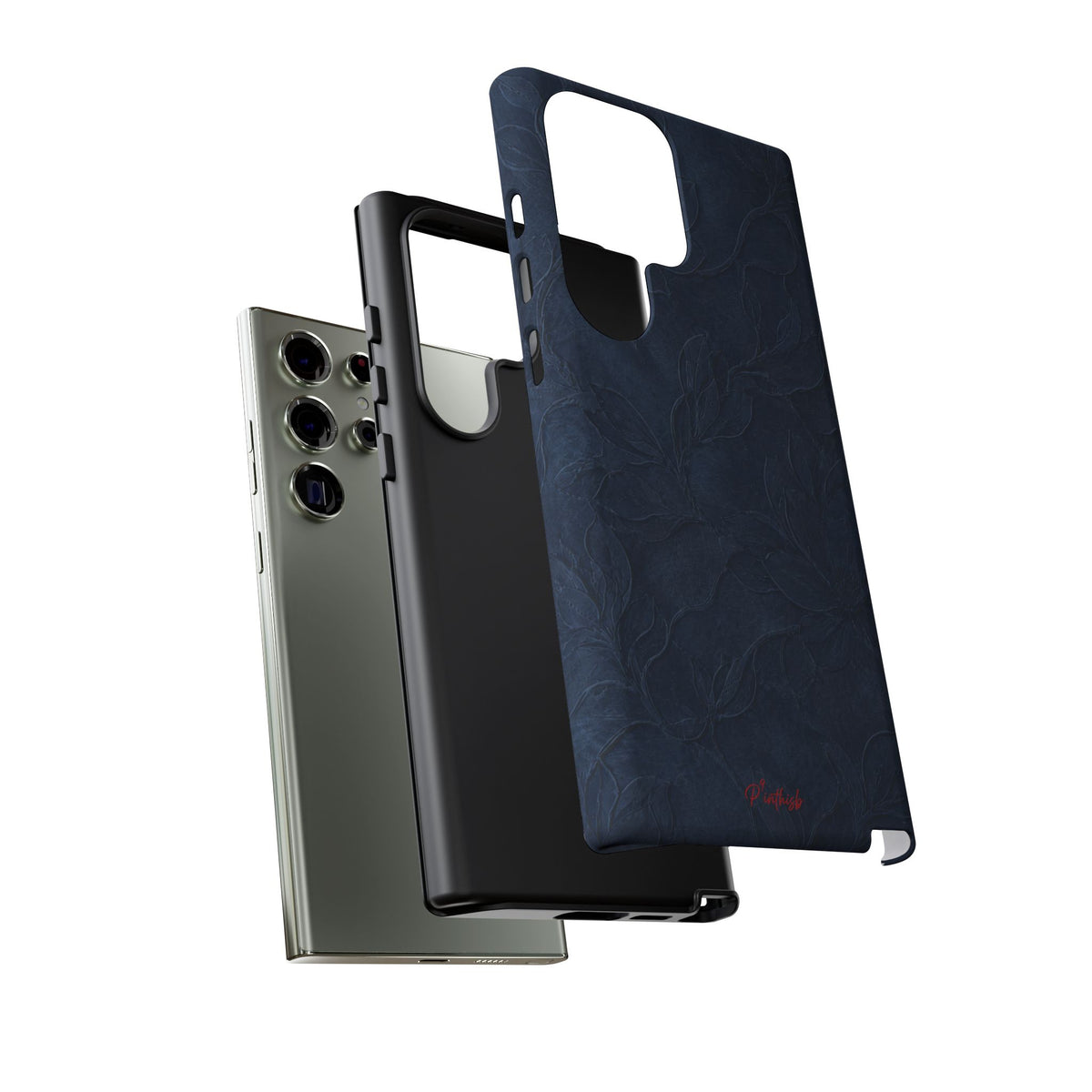 Navy Floral Textured Tough Case
