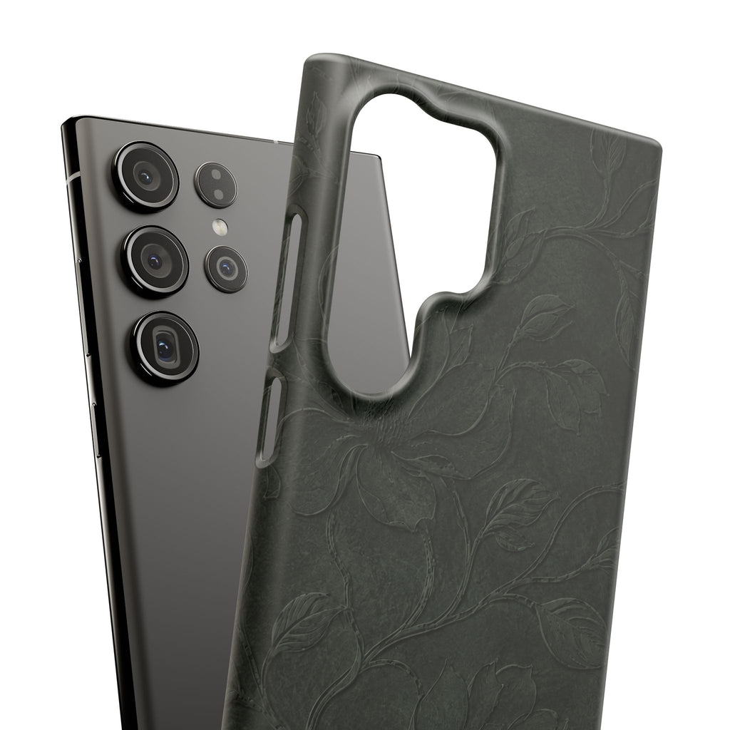 Dark Olive Floral Texture Snap Case
