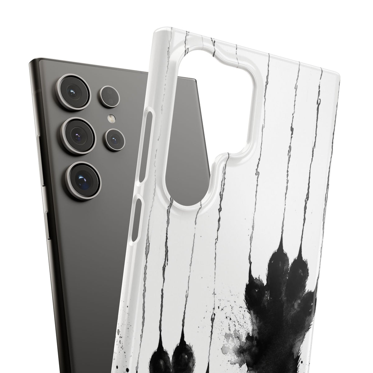 Black Ink Paw Print Snap Case