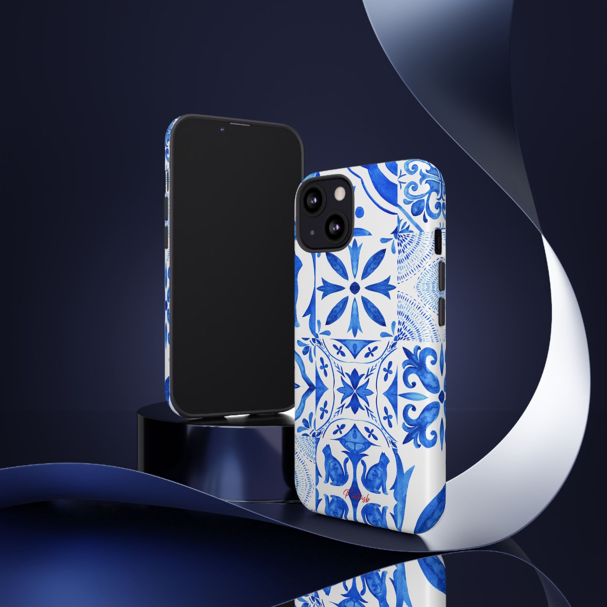 Blue Tile Pattern Tough Phone Case