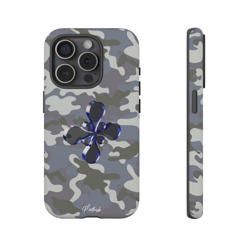Camouflage with Blue Metallic Clover Tough Case