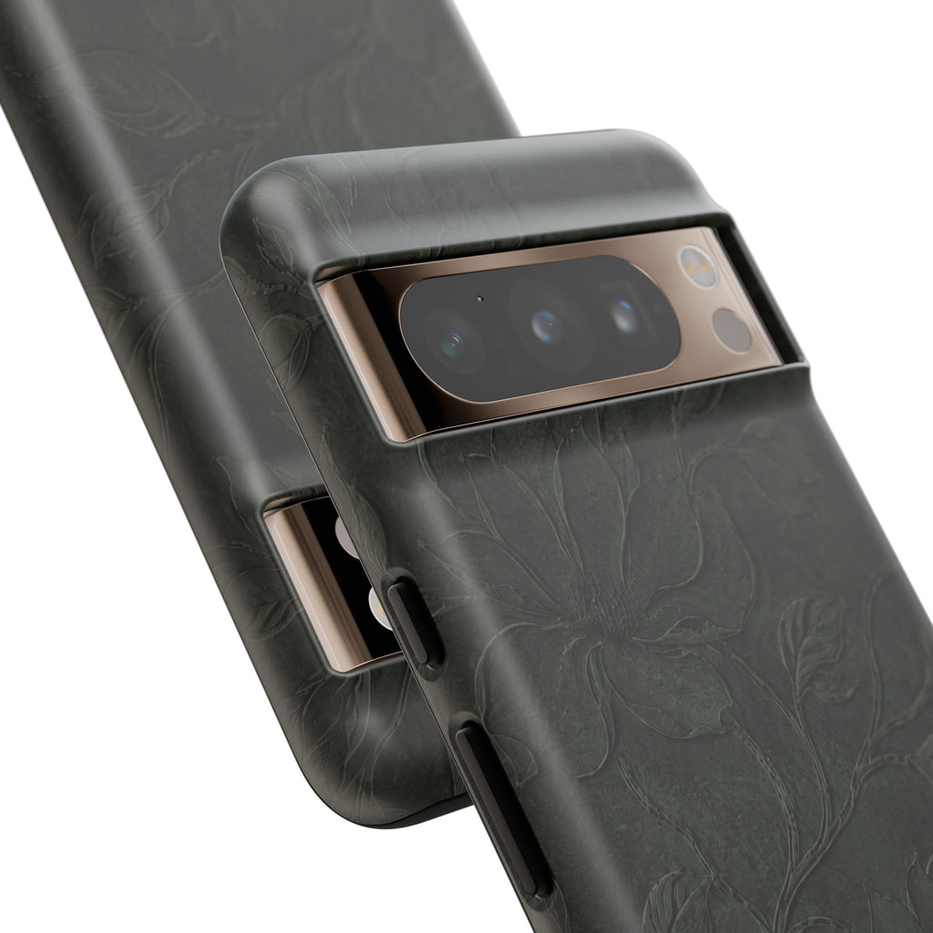 Dark Olive Floral Texture Tough Case