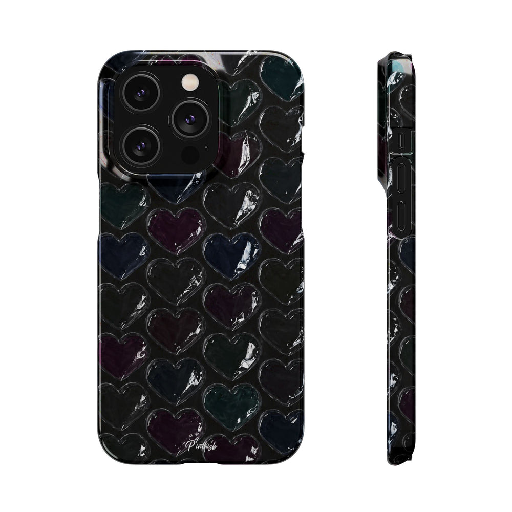Black Pop Hearts Snap Case