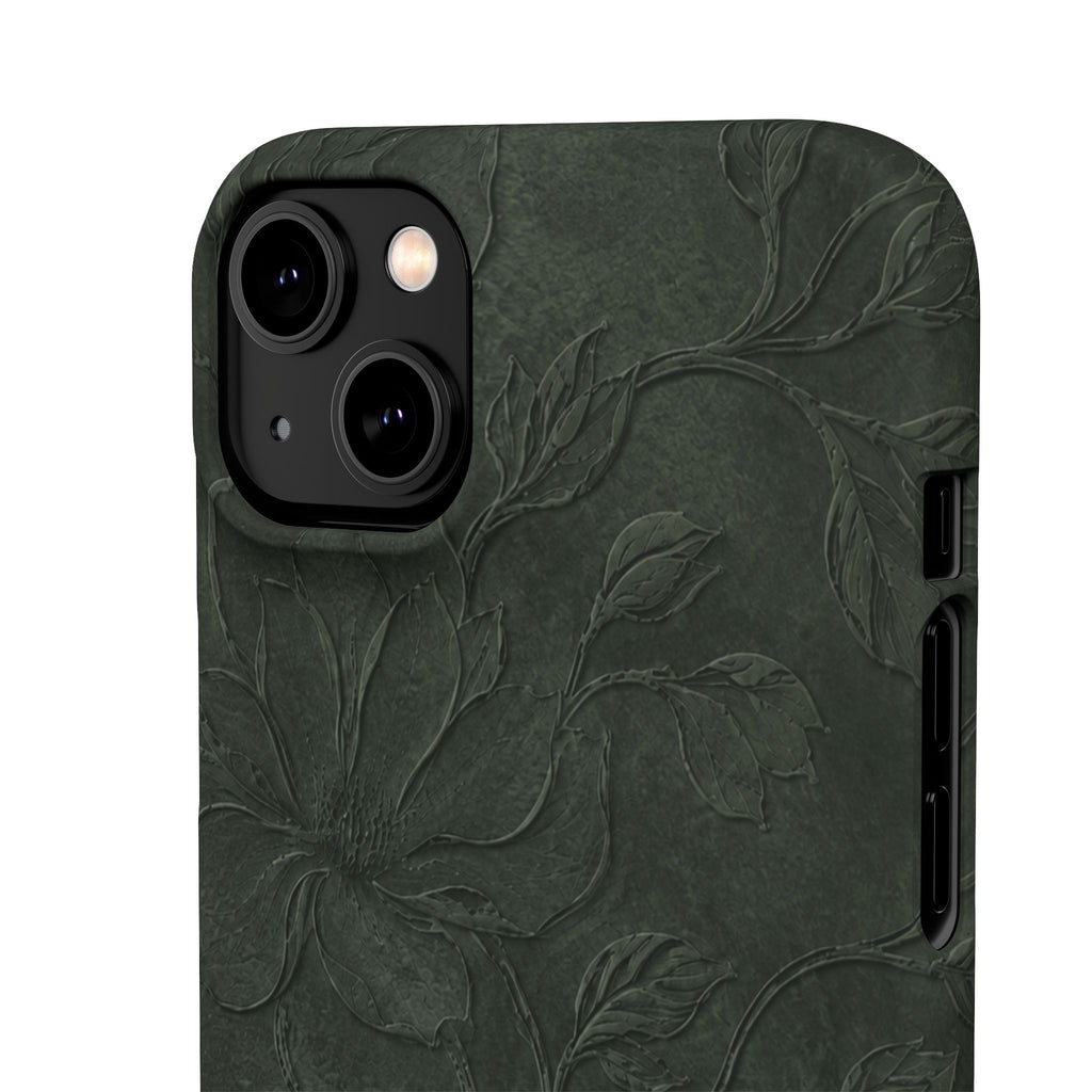Dark Olive Floral Texture Snap Case