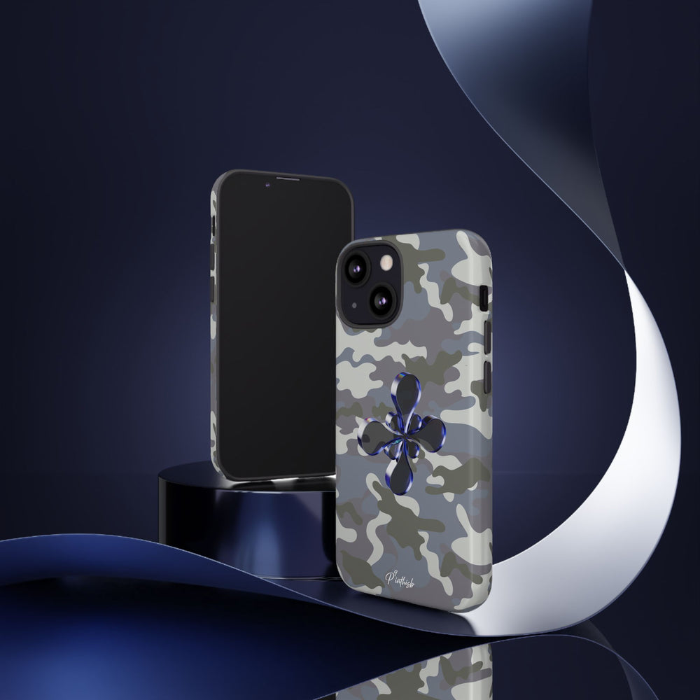 Camouflage with Blue Metallic Clover Tough Case
