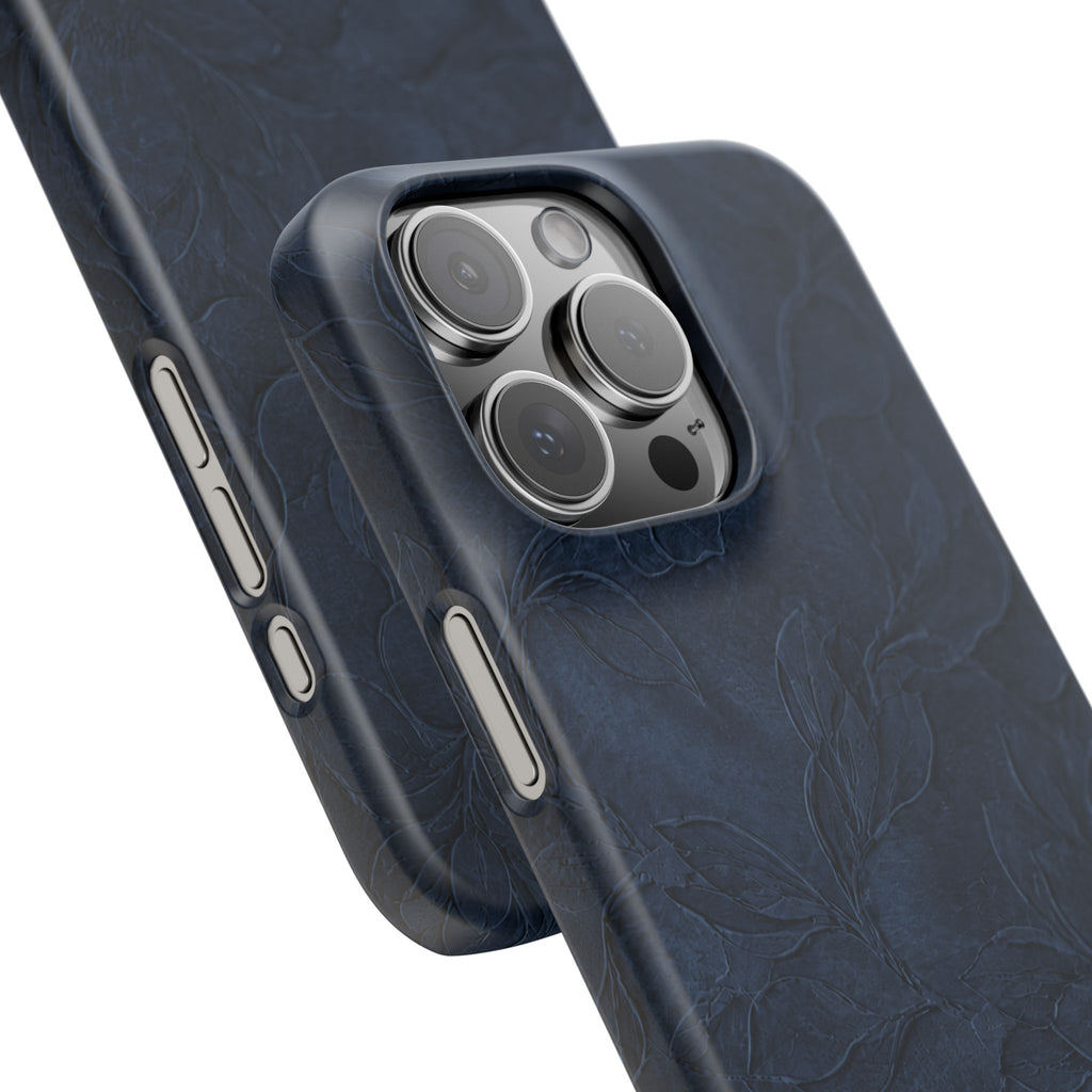 Navy Floral Textured Snap Case