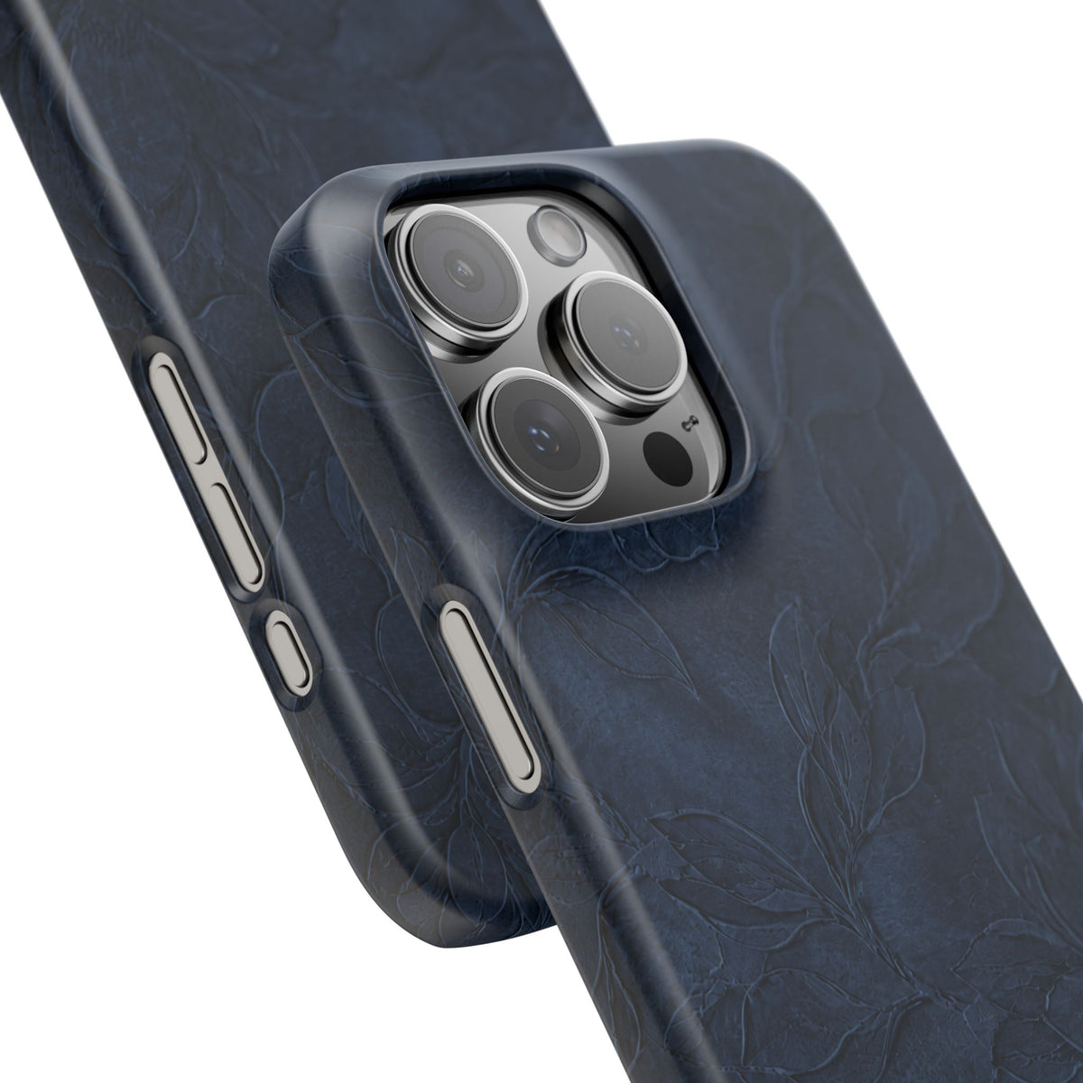 Navy Floral Textured Snap Case