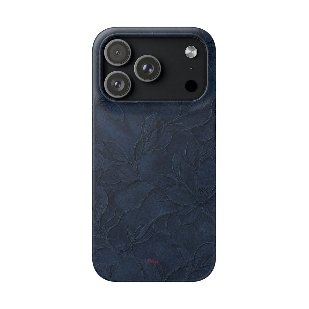 Navy Floral Textured Snap Case