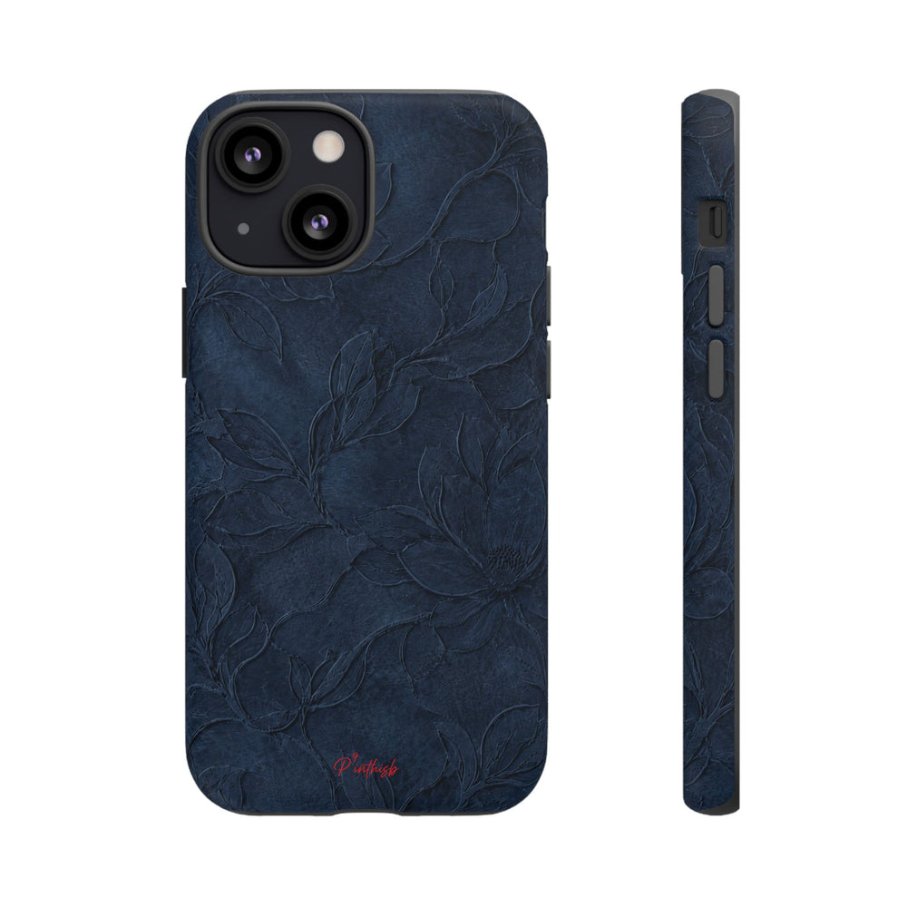 Navy Floral Textured Tough Case