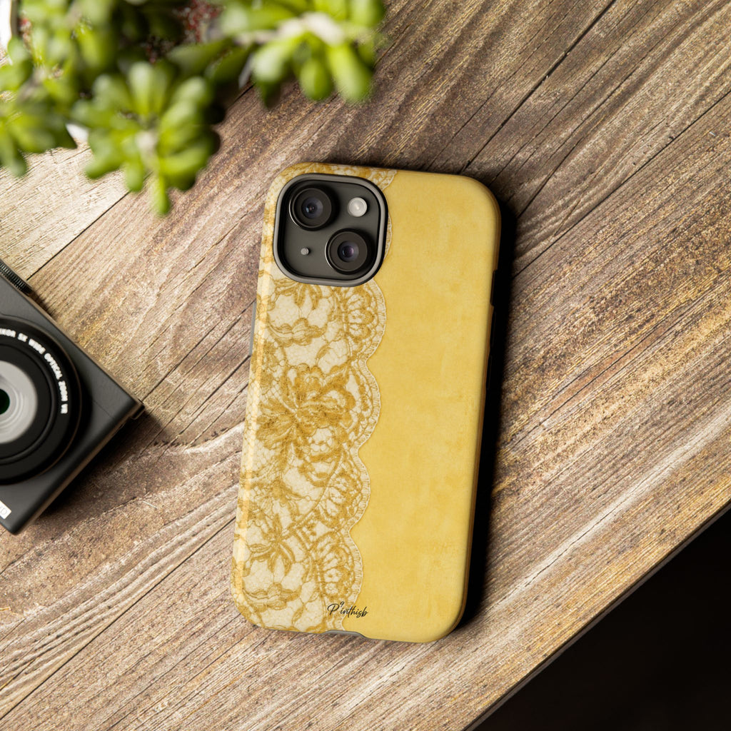 Yellow Vintage Lace Tough Case