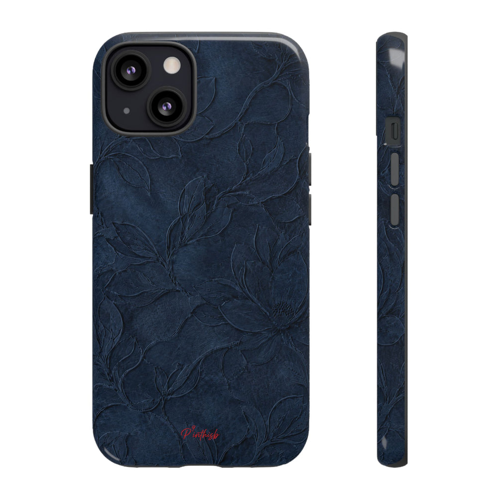Navy Floral Textured Tough Case