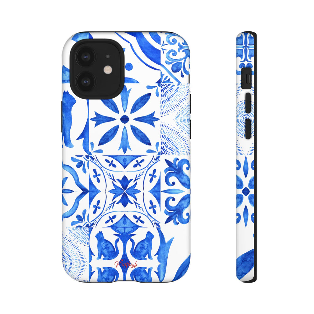 Blue Tile Pattern Tough Phone Case