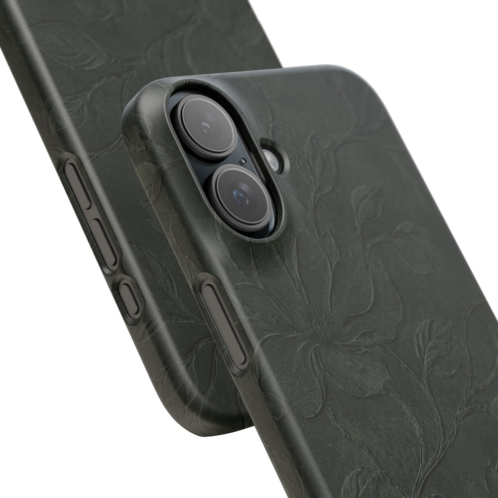 Dark Olive Floral Texture Snap Case