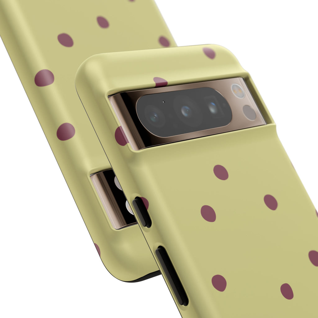 Yellow & Burgundy Polka Dot Tough Phone Case