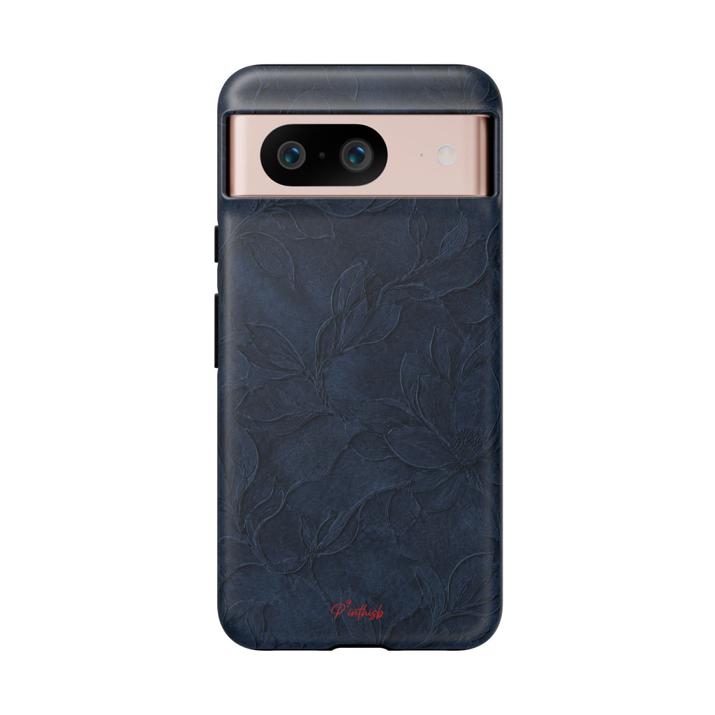 Navy Floral Textured Tough Case