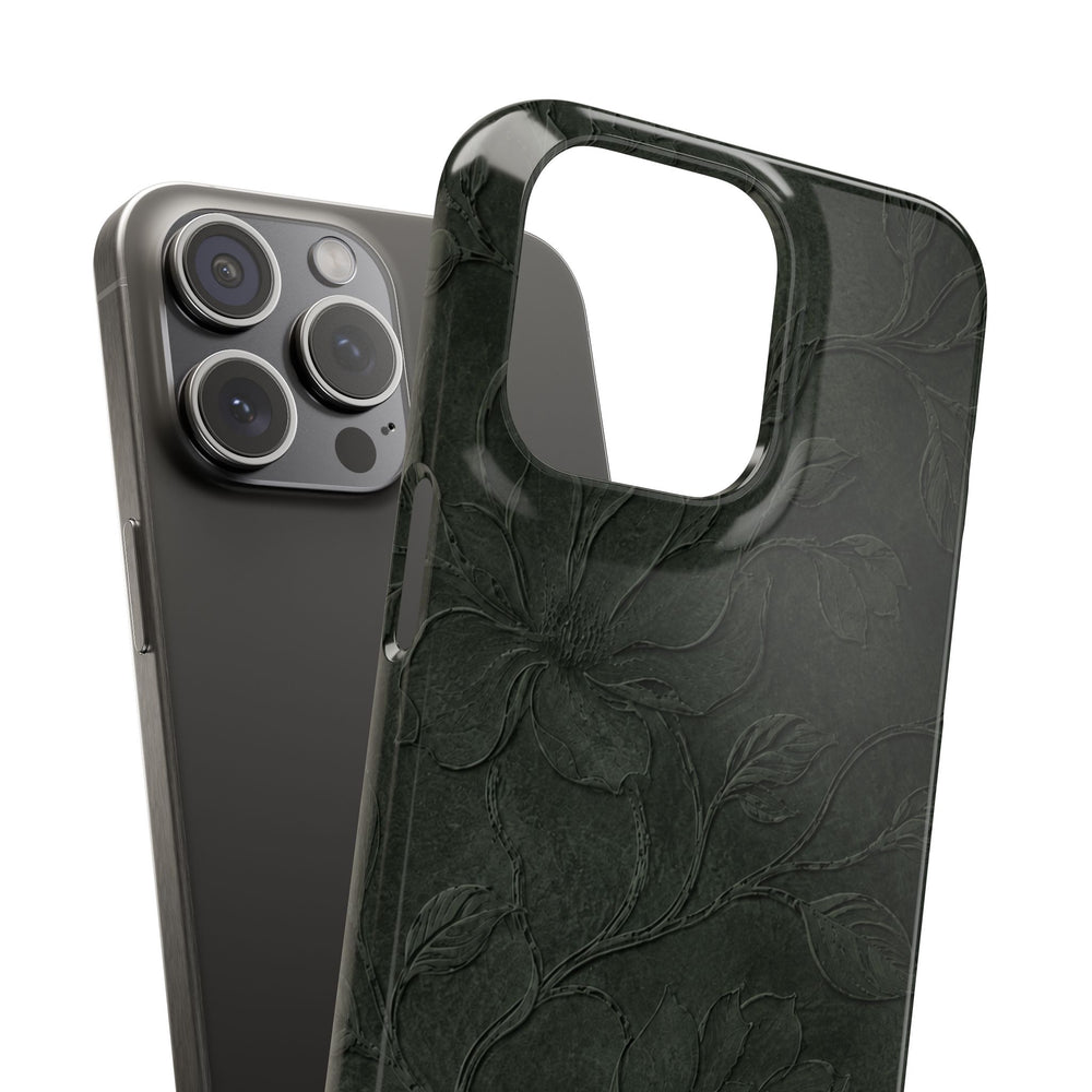 Dark Olive Floral Texture Snap Case