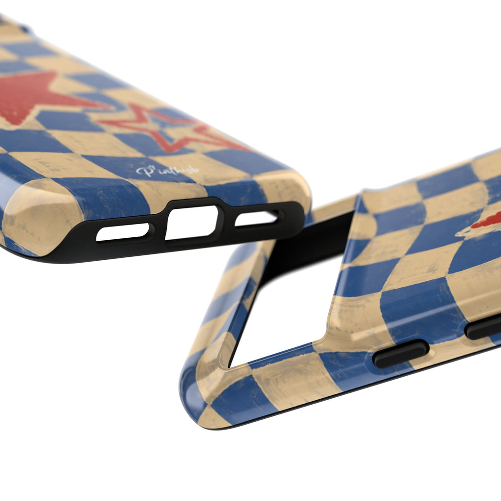 Blue & Cream Retro Star Phone Case