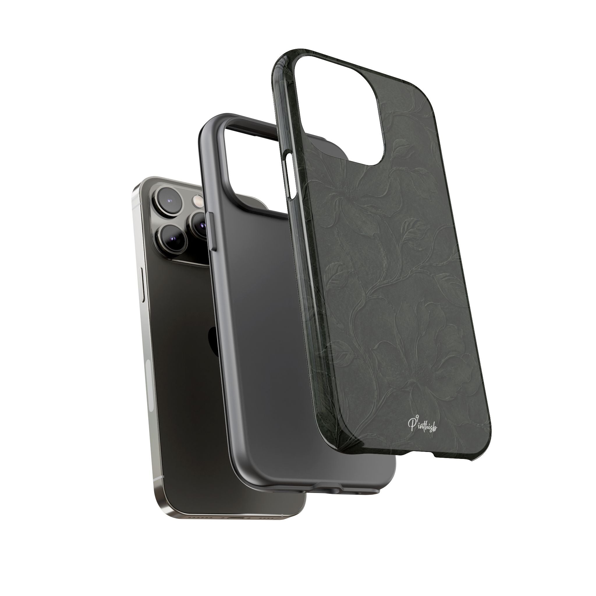 Dark Olive Floral Texture Tough Case