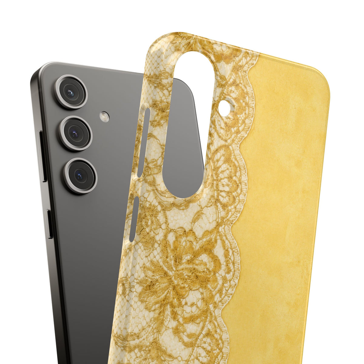 Yellow Vintage Lace Snap Case