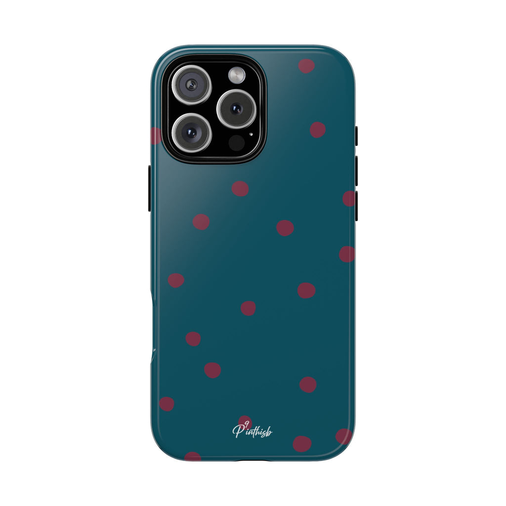 Teal & Burgundy Polka Dot Tough Phone Case