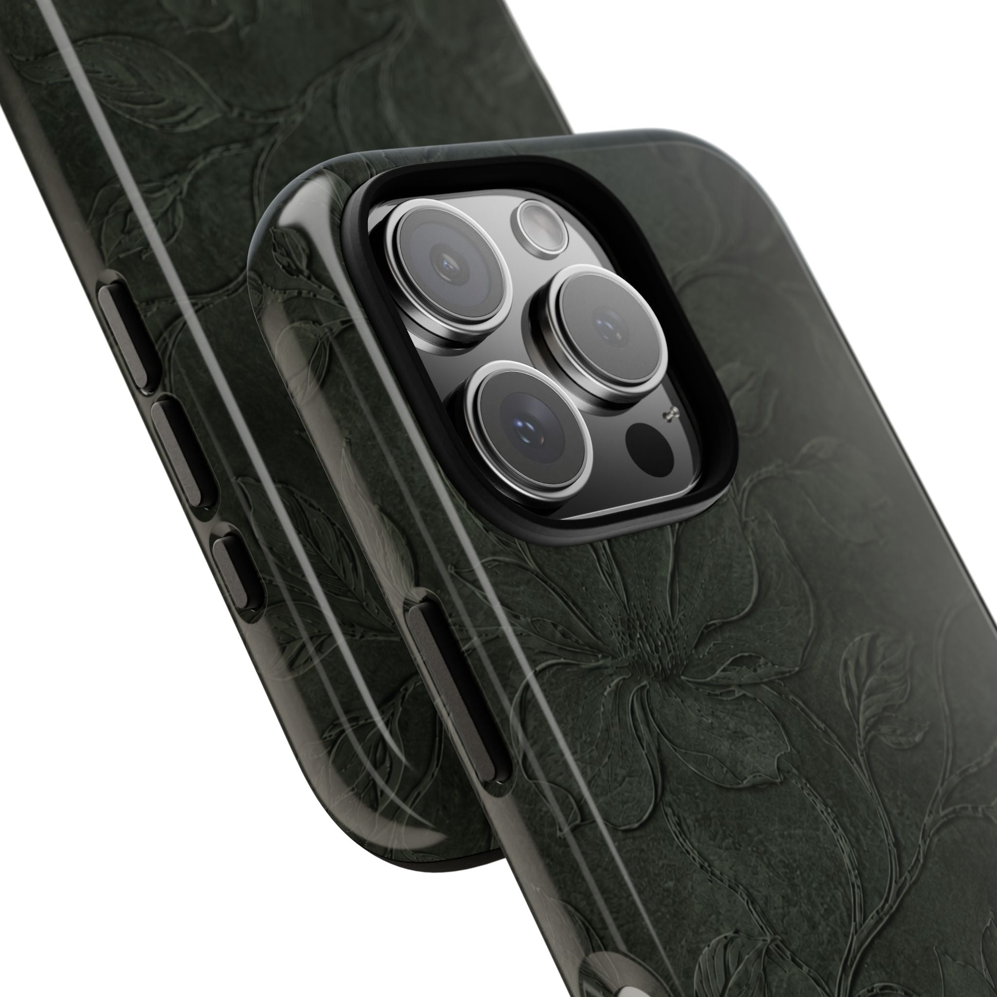 Dark Olive Floral Texture Tough Case