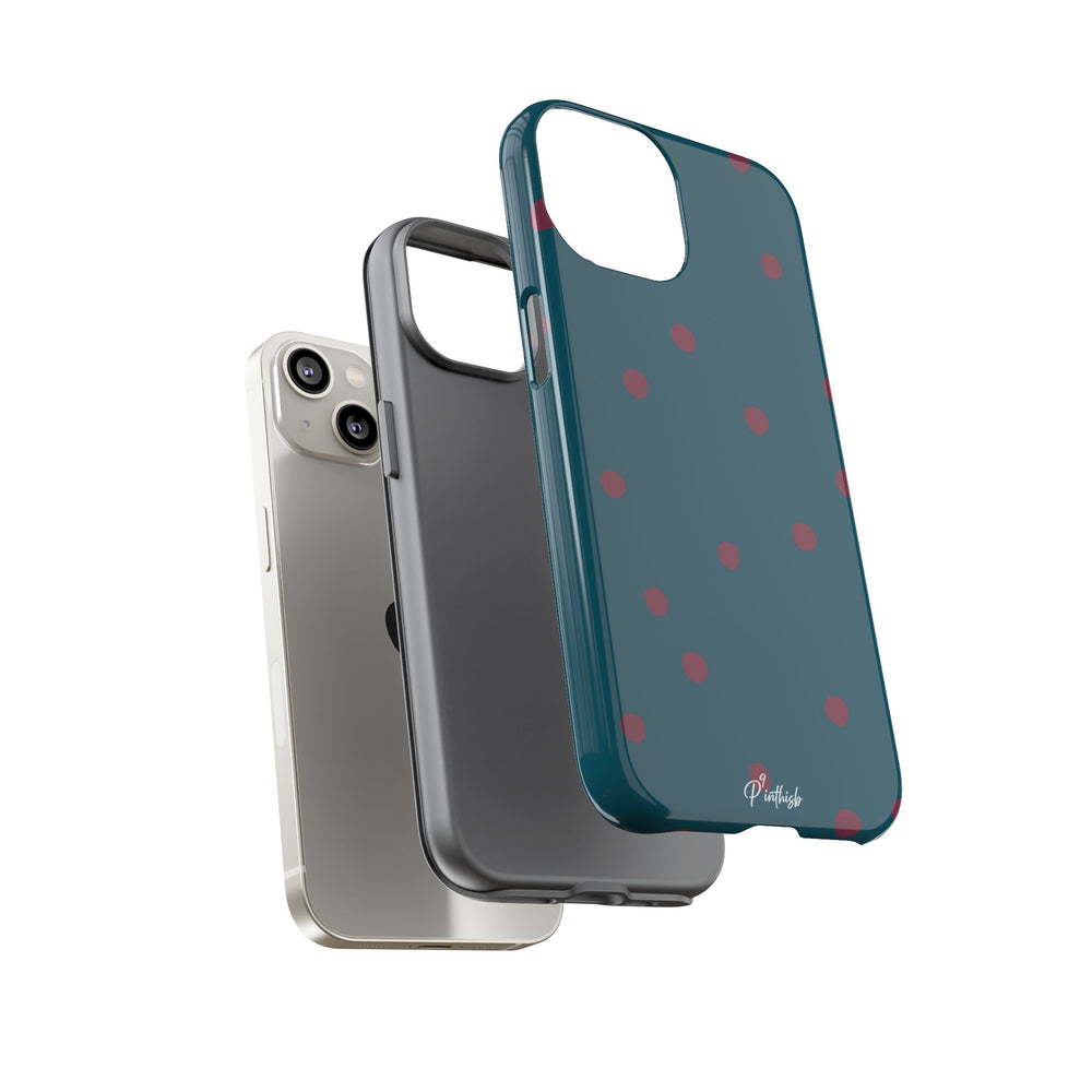Teal & Burgundy Polka Dot Tough Phone Case