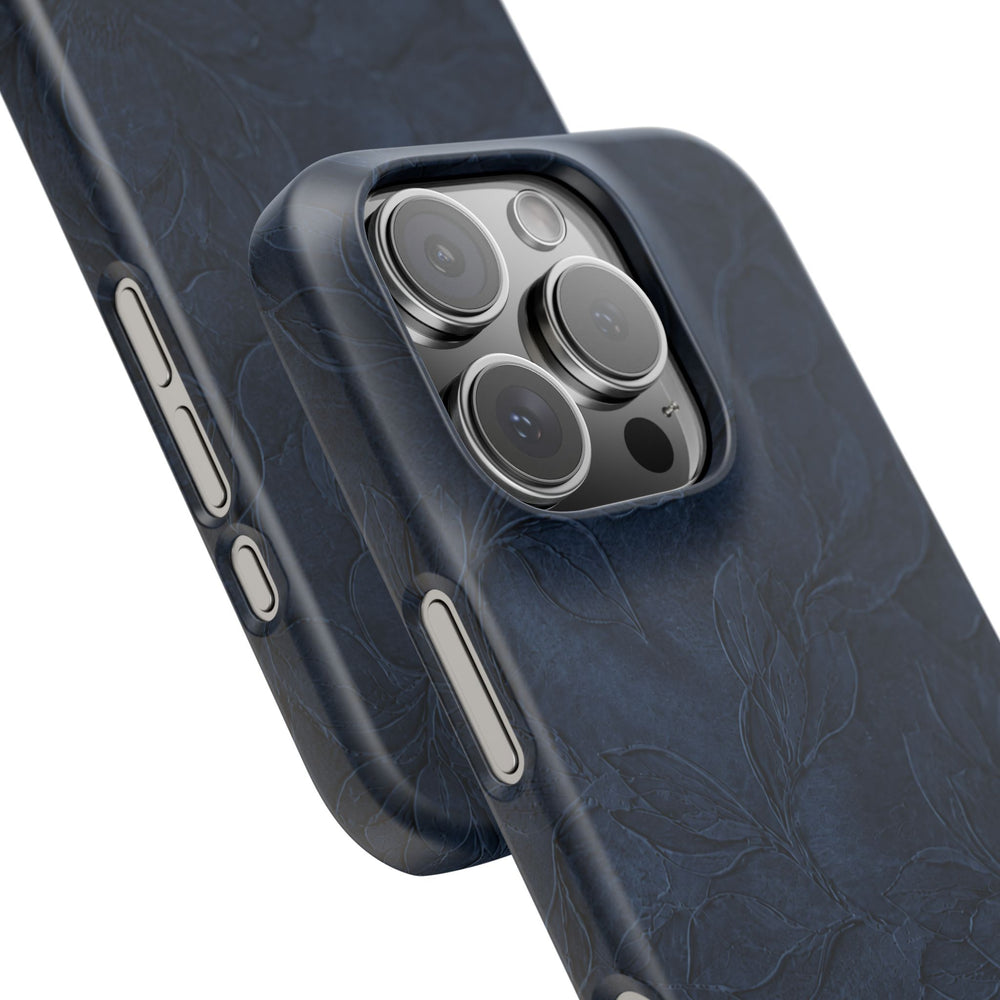 Navy Floral Textured Snap Case
