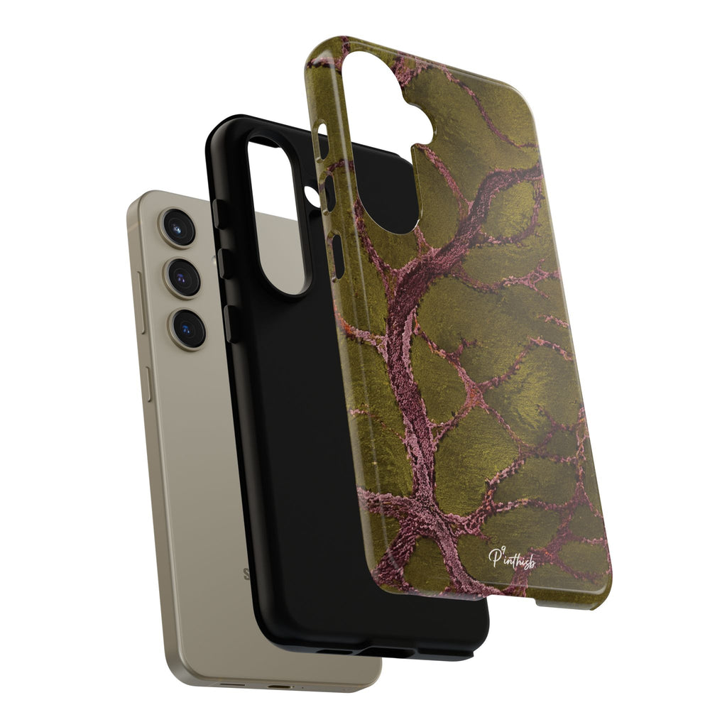 Olive & Rose Gold Tree Pattern Phone Case
