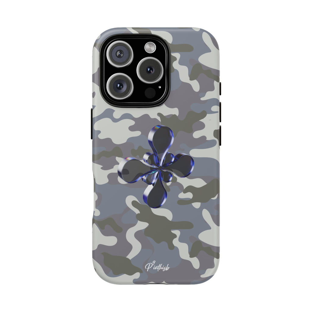 Camouflage with Blue Metallic Clover Tough Case