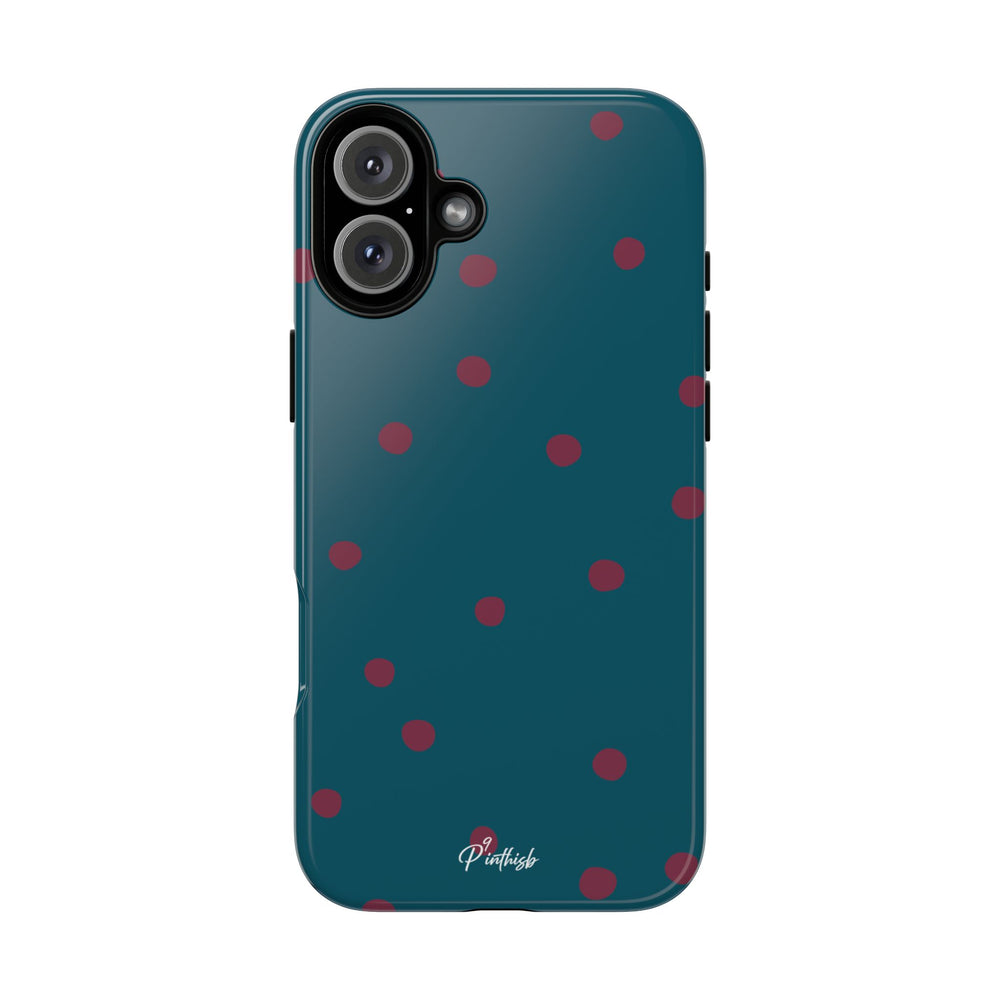 Teal & Burgundy Polka Dot Tough Phone Case