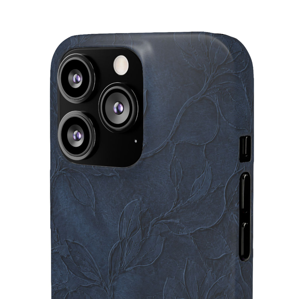 Navy Floral Textured Snap Case